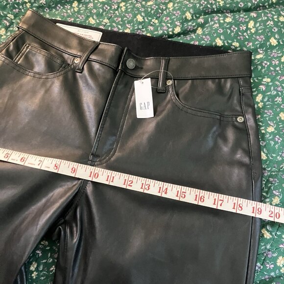 NWT Gap Vintage Slim High Rise Faux Leather Pants Womens 31/12 Black Moto Career - Picture 9 of 10
